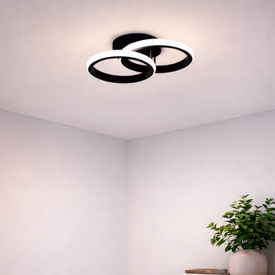 LED csillár VERTEX CIRCULA 21W, 2 kör, fém keretek, hideg/meleg/semleges fény 3000K/4000K/6000K, fekete, fém
