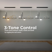 Függesztett LED-csillár távirányítóval DAMARA 44W, hideg/meleg/semleges fény, szabályozható, fekete, állítható magasságú LED-csillárok távirányítóval Alapértelmezett cím Alessandro Design