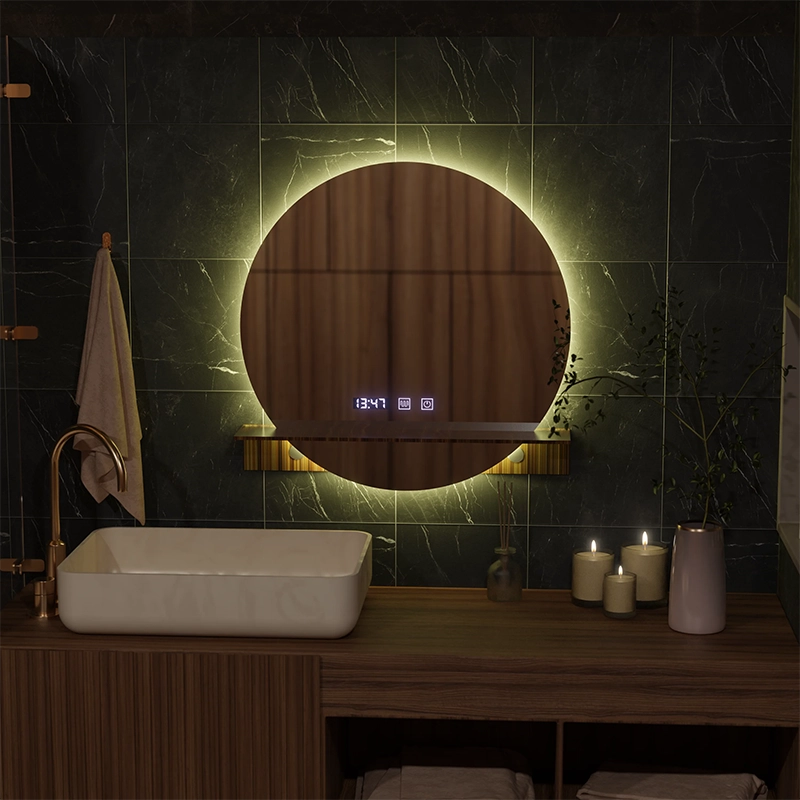 Mirror LED Touch Alfred páramentesítő rendszer, óra és hőmérséklet 60x60 cm integrált támasztótükrökkel Korman S Alapértelmezett cím Alessandro Design