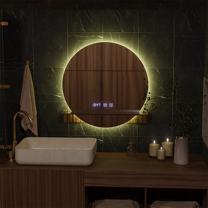 Mirror LED Touch Alfred páramentesítő rendszer, óra és hőmérséklet 60x60 cm integrált támasztótükrökkel Korman S Alapértelmezett cím Alessandro Design