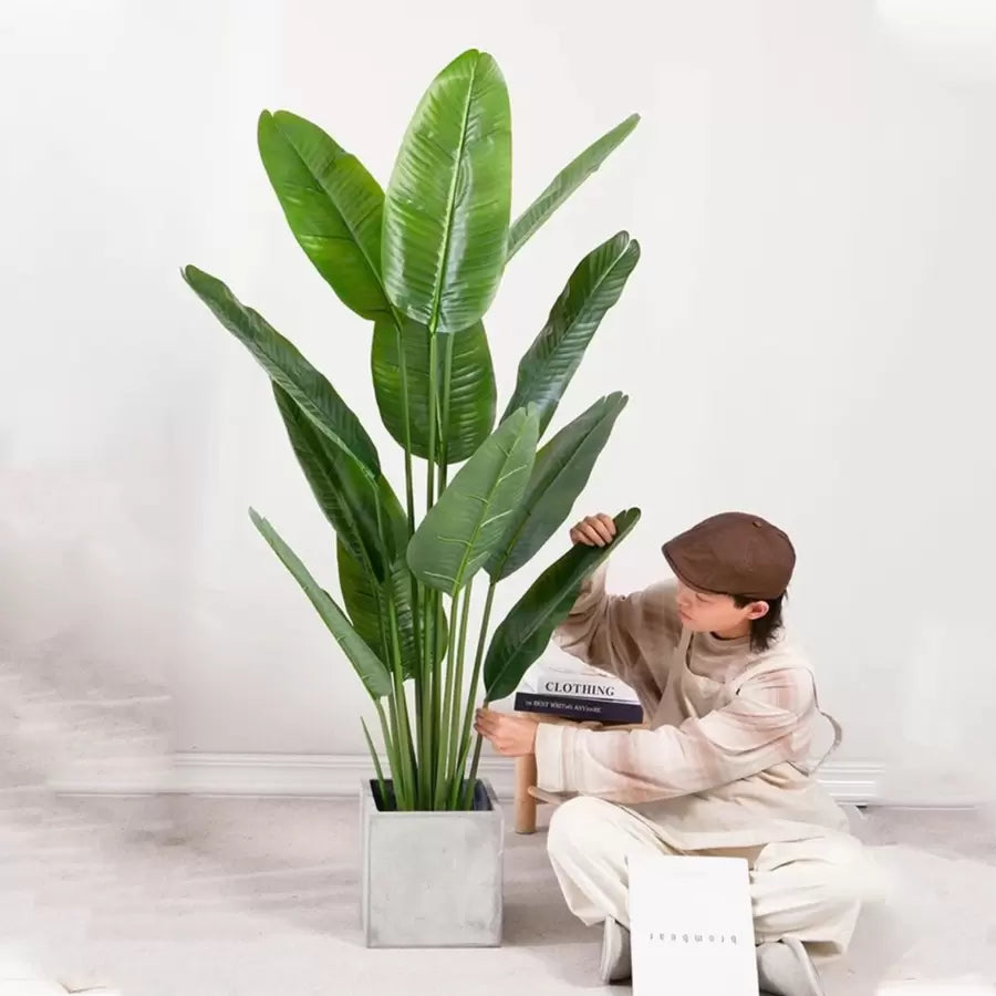 Paradicsommadár mesterséges növény (Strelitzia Nicolai), 16 levél, cserép nélkül, 180 cm-es zöld mesterséges beltéri növények, alapértelmezett cím Alessandro Design