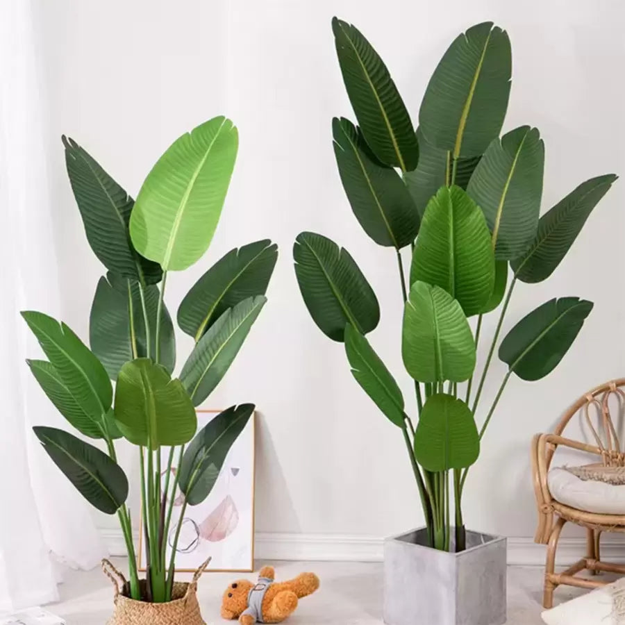 Paradicsommadár mesterséges növény (Strelitzia Nicolai), 16 levél, cserép nélkül, 180 cm-es zöld mesterséges beltéri növények, alapértelmezett cím Alessandro Design