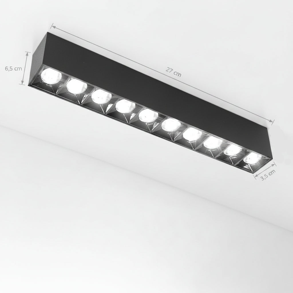 Proiector LED Liniar Aplicat Grilă 15W, Lumina Neutra 4000K, 10 surse, 27 x 3.5 x 6.5 cm Plafoniere LED Default Title Alessandro Design