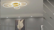 LED csillár RINNOVA távirányítóval, 5 kör, 137 W, meleg/hideg/semleges fény, szabályozható, arany