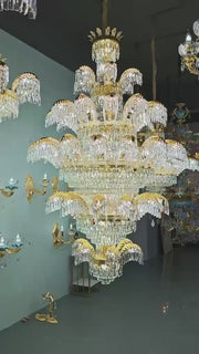 Crystal csillár CC8043/600H1800GD, átmérő 60 cm, magasság 180 cm, fényes arany, állítható magasság, elegáns kivitel