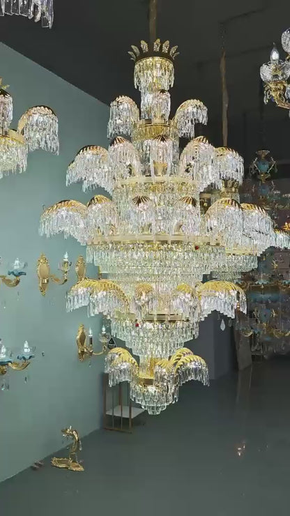 Crystal csillár CC8043/600H1800GD, átmérő 60 cm, magasság 180 cm, fényes arany, állítható magasság, elegáns kivitel