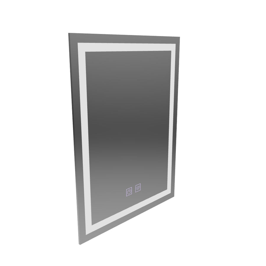 Négyszögletű LED-es tükör, 60x80cm, RADIANTE Touch, hideg fény, páramentesítő rendszer, szabályozható