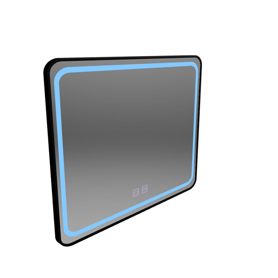 Négyszögletű LED tükör 80x60cm - EDGE Touch páramentesítő rendszer, fekete keret