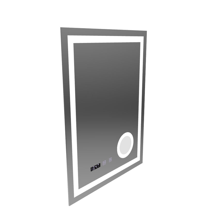 NIVERA LED Touch Mirror páramentesítő rendszer, óra és hőmérséklet 60x80 cm kozmetikai nagyító