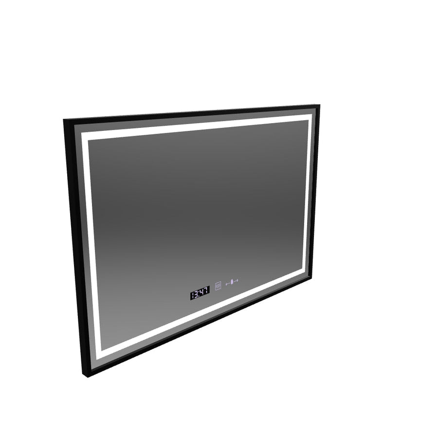 Téglalap alakú LED tükör, 120x80 cm, Verite Majeste Noir Motion Glow Marcello, páramentesítő rendszer, óra és hőmérő, szabályozható
