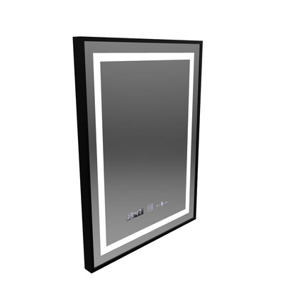 Téglalap alakú LED tükör, 60x80 cm, Verite Majeste Noir Motion Glow Marcello, páramentesítő rendszer, óra és hőmérő, szabályozható