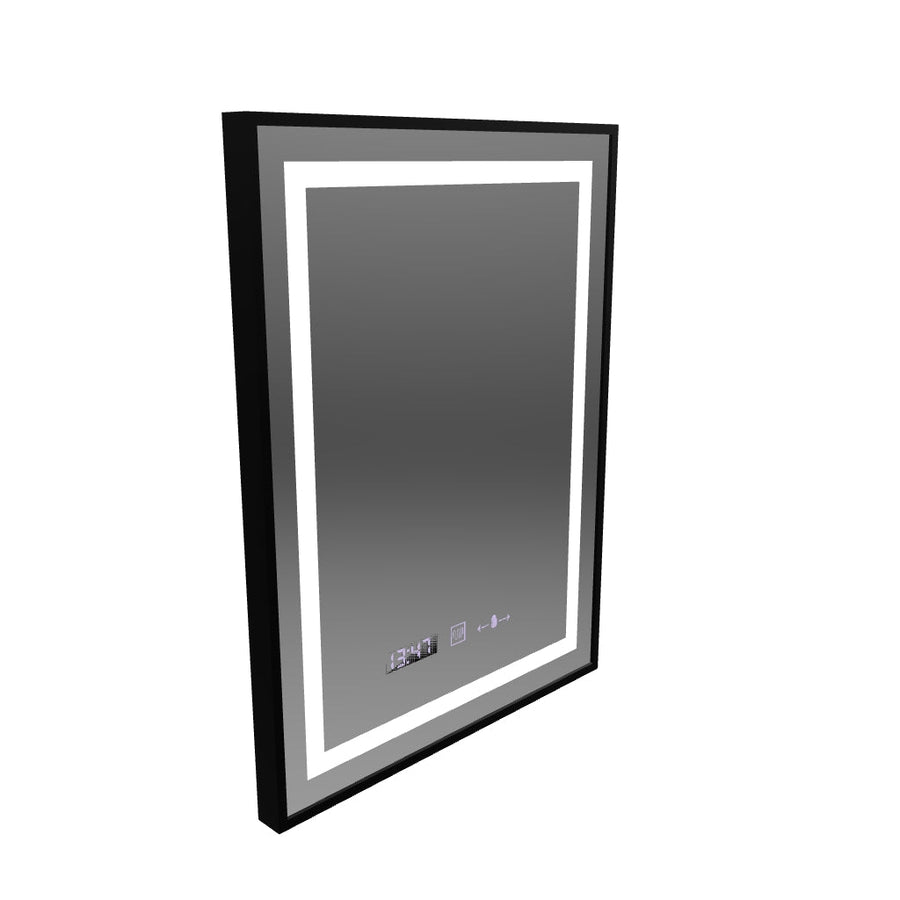 Téglalap alakú LED tükör, 60x80 cm, Verite Majeste Noir Motion Glow Marcello, páramentesítő rendszer, óra és hőmérő, szabályozható