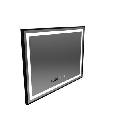 Négyszögletű LED tükör, 100x80cm, Verite Majeste Noir MotionGlow Marcello, Páramentesítő rendszer, Óra, Tompítható
