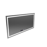 Négyszögletű LED tükör, 120x60 cm, Verite MotionGlow Marcello, páramentesítő rendszer, óra és hőmérő, szabályozható