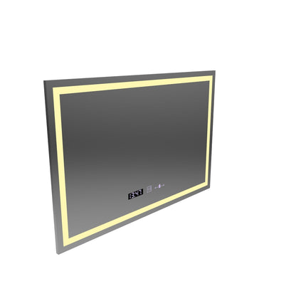 Négyszögletű LED tükör 120x80cm Vérité MotionGlow Marcello, Páramentesítő rendszer, Óra és hőmérő, Tompítható