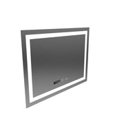 Négyszögletű LED-es tükör, 80x60 cm, Verite MotionGlow Marcello, páramentesítő rendszer, óra és hőmérő, szabályozható