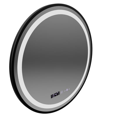 LED kerek tükör, 60 cm, Celeste Majesté Noir MotionGlow Marcello, páramentesítő rendszer, óra és hőmérő, szabályozható