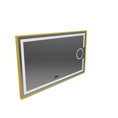 Téglalap alakú LED -tükör, 120x80 cm, Eclat MotionGlow Marcello, Szomoradó rendszer, óra és hőmérő, kozmetikai lup