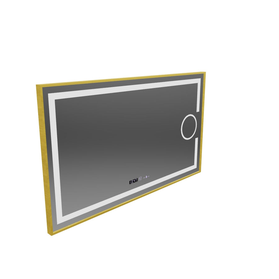 Téglalap alakú LED -tükör, 120x80 cm, Eclat MotionGlow Marcello, Szomoradó rendszer, óra és hőmérő, kozmetikai lup
