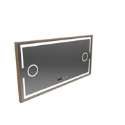 LED-es tükör MotionGlow Isabell szenzor páramentesítő funkcióval Hőmérő óra 120x80 cm meleg/hideg/semleges fény szabályozható, rózsaszín arany szálcsiszolt keret, Marcello Funghi Collection