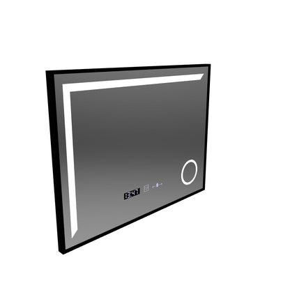 LED tükör érzékelő MotionGlow Francesca 80x60 cm meleg/hideg/semleges fény szabályozható keret fekete csiszolt páramentesítő rendszer hőmérő óra Marcello Funghi kollekció