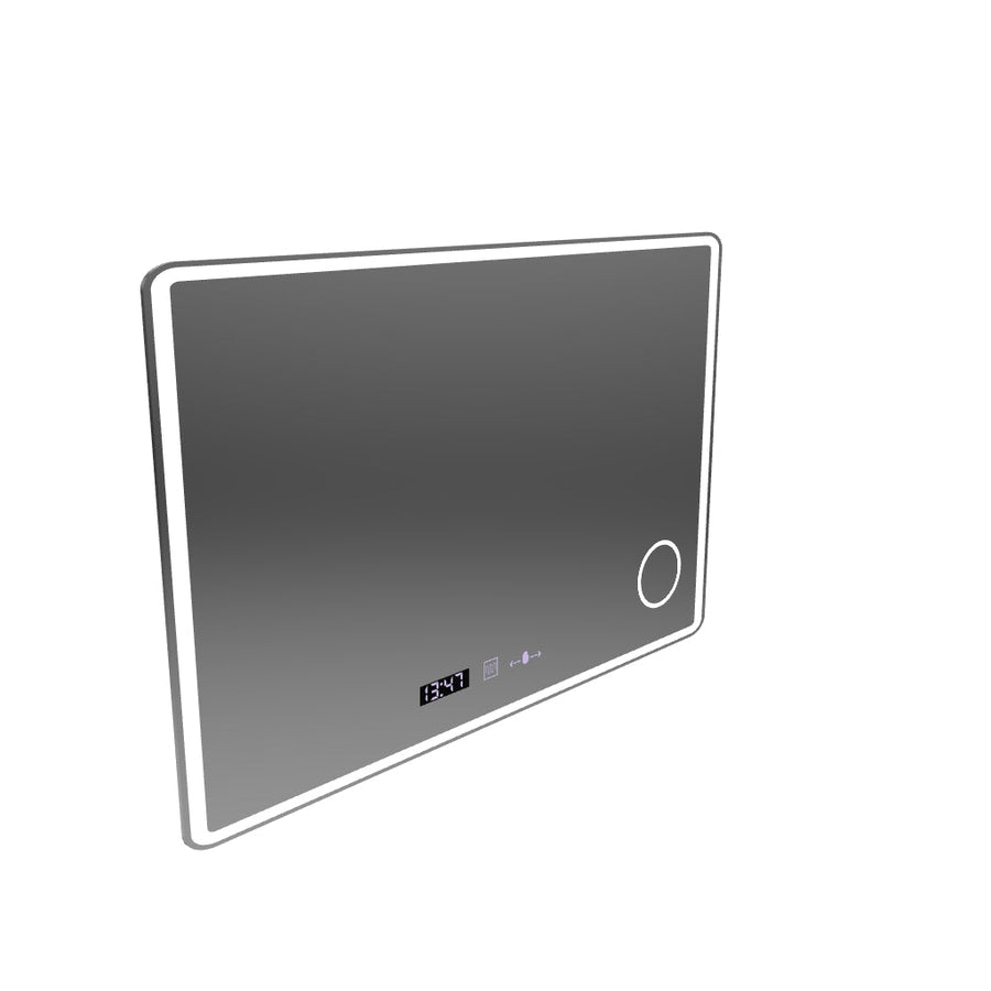Négyszögletű LED-es tükör 120x80 Aura Riflesso Puro MotionGlow Marcello, Páramentesítő rendszer, Hőmérő és Óra, Szabályozható