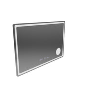 Téglalap alakú LED -tükör, 90x60 cm, velúr mozgásgátló marcello, helyettes rendszer, óra és hőmérő, kozmetikai lup