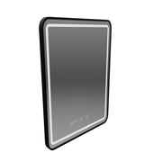 Mirror LED Touch LUCIDA páramentesítő rendszer, óra és hőmérséklet 60x80 cm szálcsiszolt fekete keret