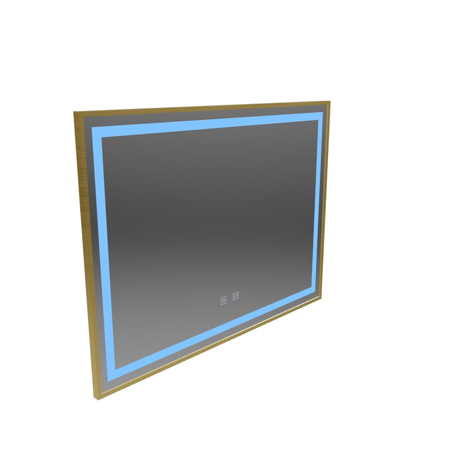 RAYNA Touch LED tükör, 80x60 cm, Páramentesítő funkció, Szúrt arany keret