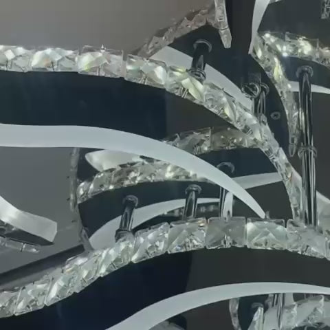 LED csillár távirányítóval és kristály Alejandro 160W, 9 virág, hideg/meleg/semleges fény, szabályozható, fényes króm