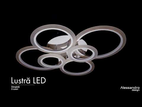 LED csillár távirányítóval BETTY 82W, 6 kör, hideg/meleg/semleges fény, szabályozható, fehér