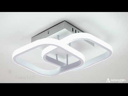 VERTEX Mátrix LED csillár, átlapoló gyémántok, fém keretek, 24 W, 2 gyémánt, hideg/meleg/semleges fény 3000K/4000K/6000K, fehér