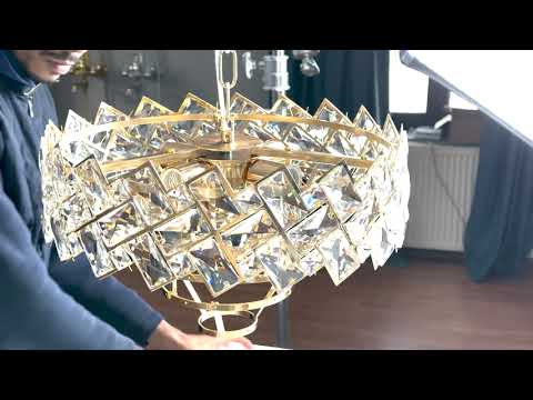 WINDSOR Nobile kristálycsillár 5xE14, átmérő 39 cm, fényes arany, állítható magasság