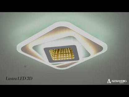 LED csillár NEXA 3D 46W, szögletes, hideg/meleg/semleges fény, fehér
