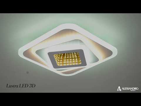 LED csillár NEXA 3D 46W, szögletes, hideg/meleg/semleges fény, fehér