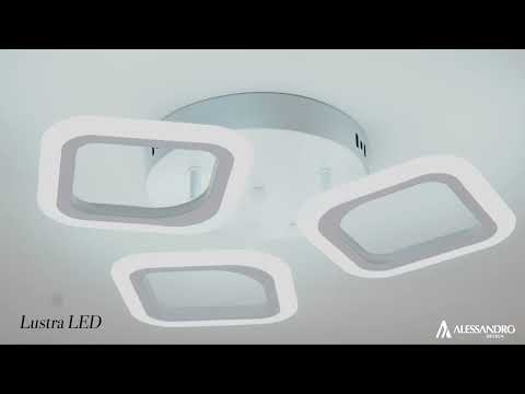 LED csillár ERIKA 20W, 3 négyzet, meleg/semleges/hideg fény, fehér, fém és akril