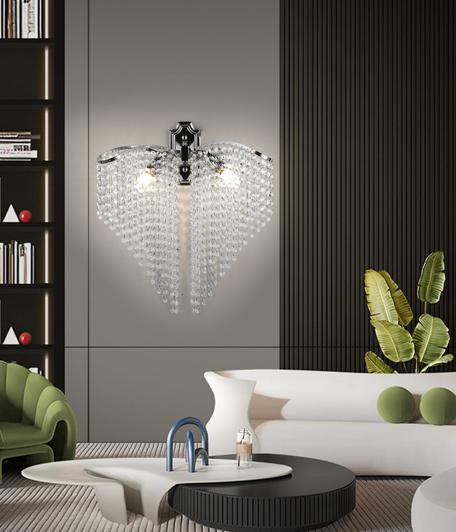 Ander Cristal lámpa 2x E14 Fényes króm, Kristályfüzérek Beltéri lámpák Alapértelmezett cím Alessandro Design
