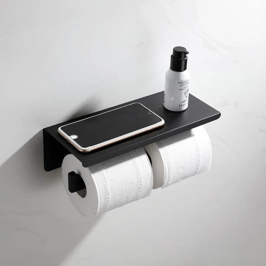 Dupla vécépapír tartó telefontartóval/fekete parfüm GJ603 vécépapír tartó Alapértelmezett cím Alessandro Design