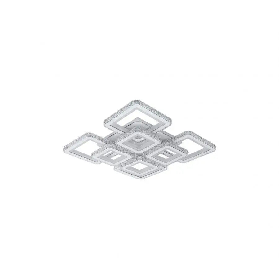 LED csillár távirányítóval és kristály LEILA 175W, 8 négyzet, hideg/meleg/semleges fény, szabályozható, fényes fehér króm LED csillárok távirányítóval Alapértelmezett cím Alessandro Design