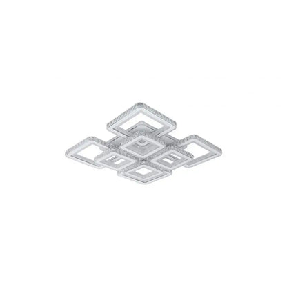 LED csillár távirányítóval és kristály LEILA 175W, 8 négyzet, hideg/meleg/semleges fény, szabályozható, fényes fehér króm LED csillárok távirányítóval Alapértelmezett cím Alessandro Design