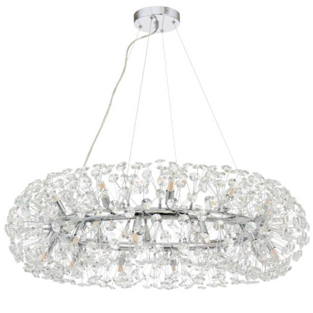 MINUET kristálycsillár 12x G9, átmérő 60 cm, fényes ezüst, állítható magasságú kristálycsillárok, alapértelmezett cím Alessandro Design