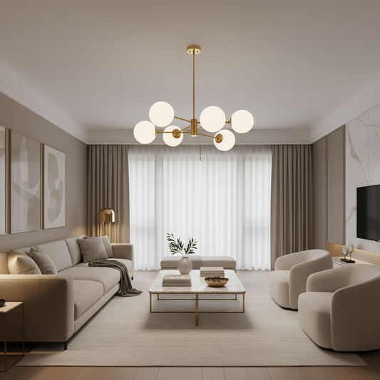 LOFT függesztett csillár, 6x E27, arany