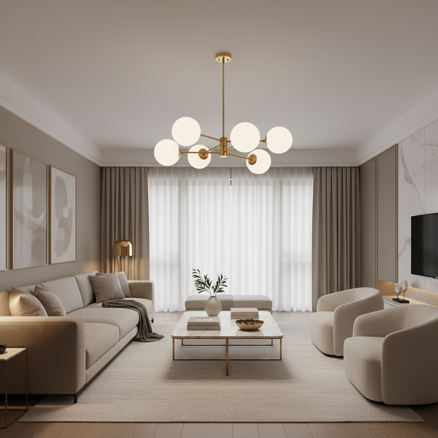 LOFT függesztett csillár, 6x E27, arany