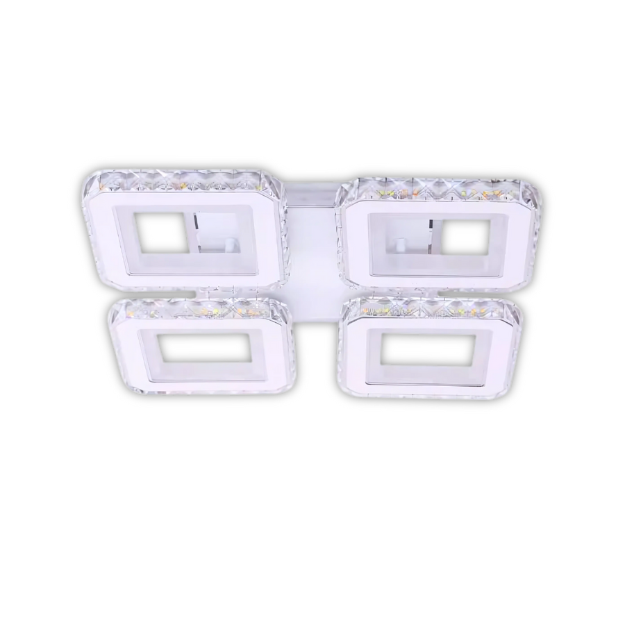 LED csillár távirányítóval és kristály LEILA RGB 69W, 4 négyzet, hideg/meleg/semleges fény, szabályozható, fehér LED-es csillár távirányítóval Alapértelmezett cím Alessandro Design