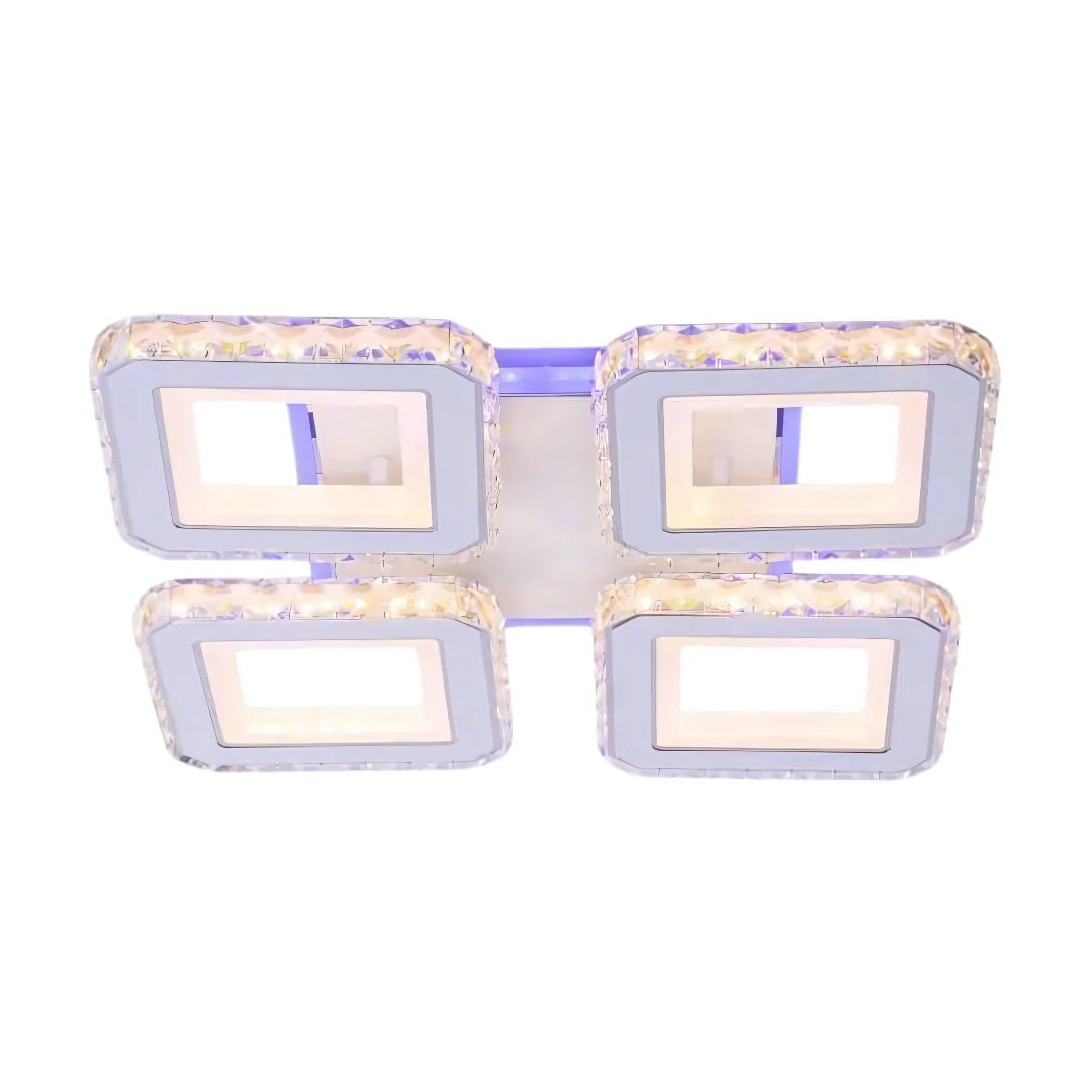 LED csillár távirányítóval és kristály LEILA RGB 69W, 4 négyzet, hideg/meleg/semleges fény, szabályozható, fehér LED-es csillár távirányítóval Alapértelmezett cím Alessandro Design