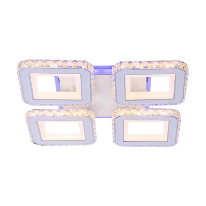 LED csillár távirányítóval és kristály LEILA RGB 69W, 4 négyzet, hideg/meleg/semleges fény, szabályozható, fehér LED-es csillár távirányítóval Alapértelmezett cím Alessandro Design